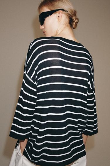 TOP EN MAILLE À MANCHES 3/4 - Rayures de Zara - Image 2