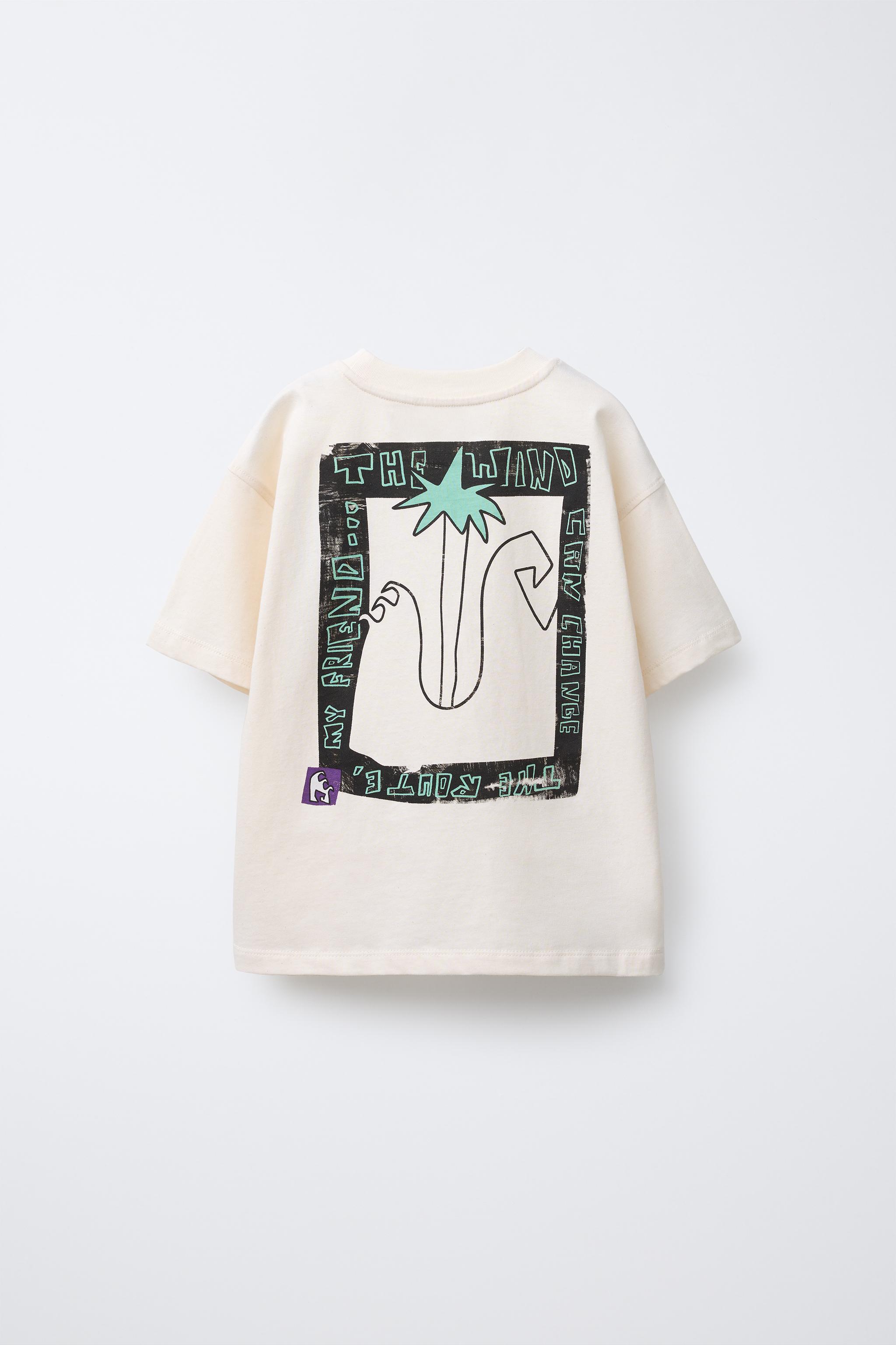 ヤシの木＆サーフプリントTシャツ - エクリュ | ZARA Japan / 日本