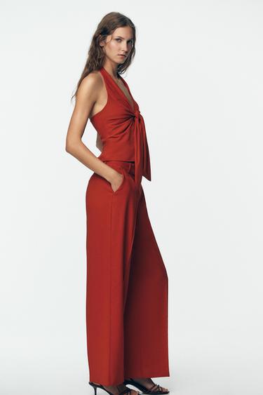 WIDE-LEG TROUSERS WITH DARTS - Brick by Zara