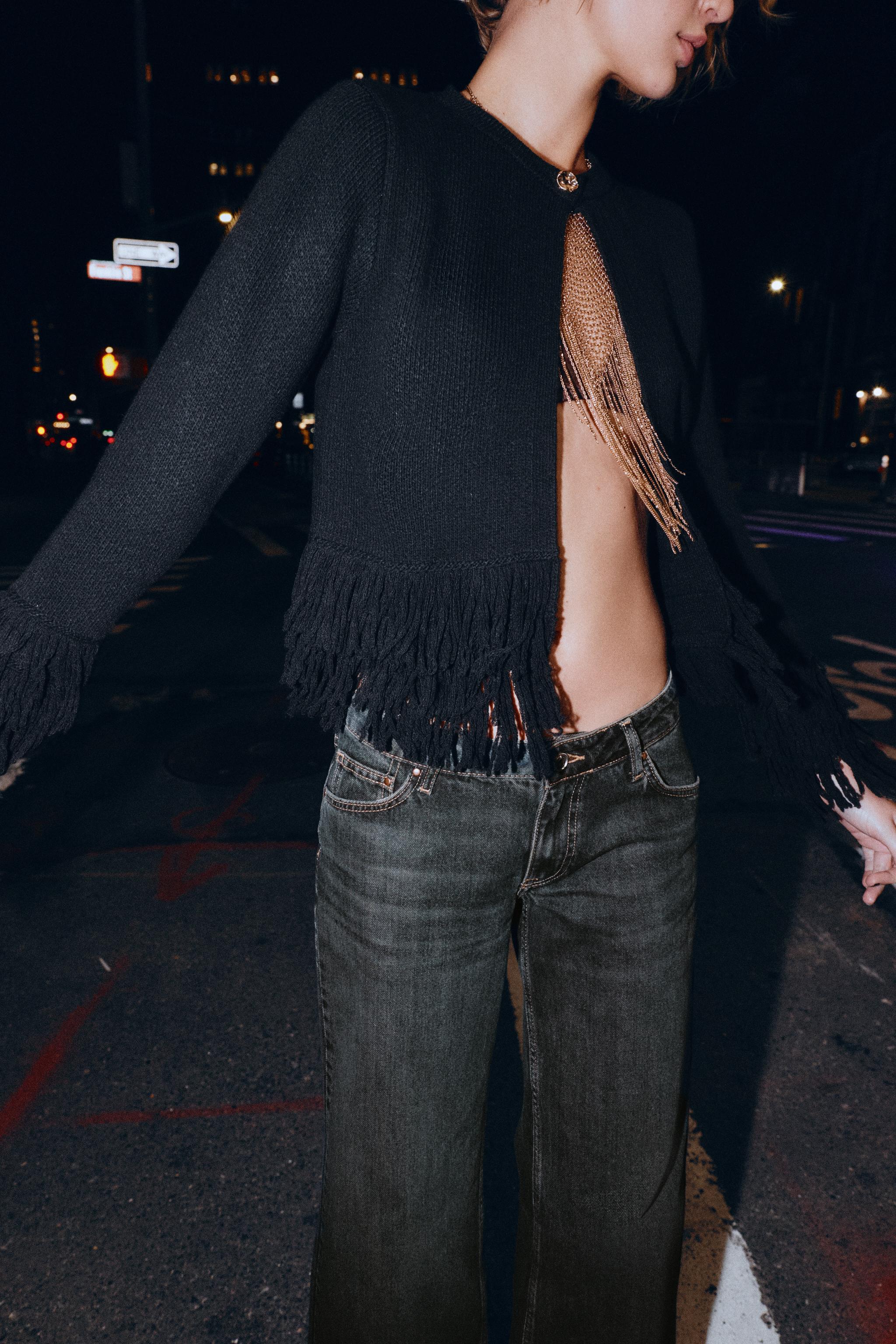 FRINGED KNIT CARDIGAN