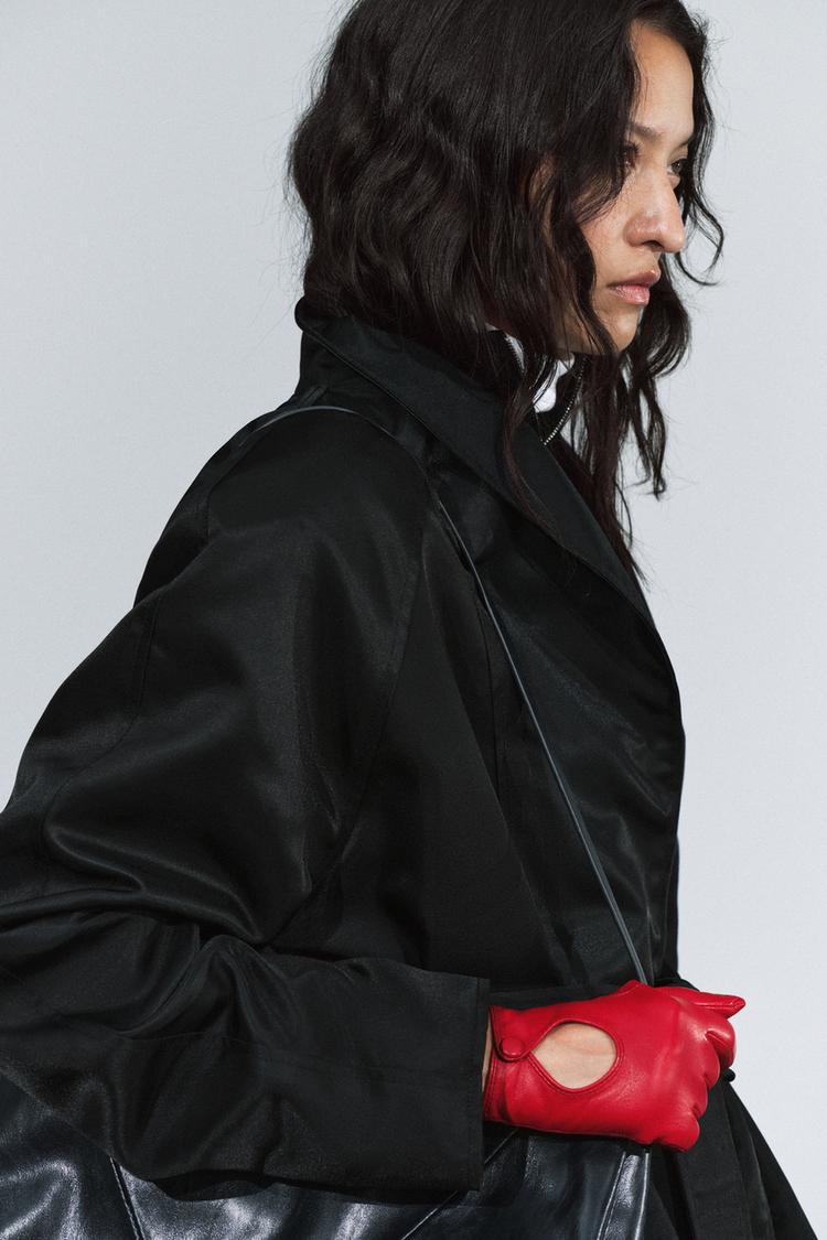 100% LEATHER SHORT GLOVES — Red