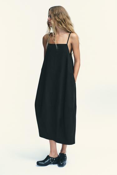 ROBE MIDI PLI DOS - Noir de Zara - Image 2