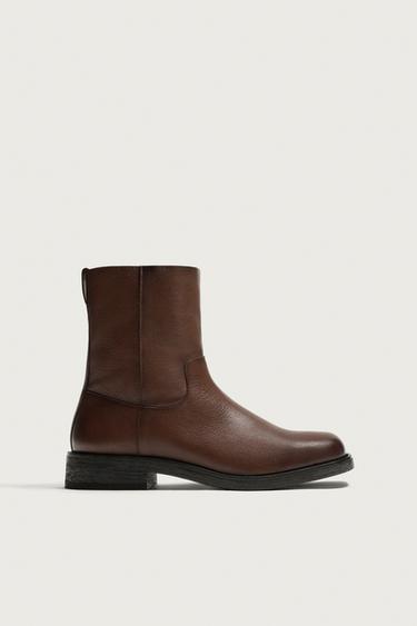 LEATHER BOOTS - Brown by Zara
