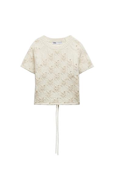 KNITWEAR TOP WITH FAUX PEARLS