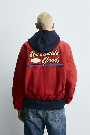 BOXY FIT EMBROIDERED JACKET - Red by Zara - Image 2