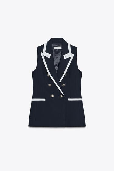 GILET CON PROFILI A CONTRASTO - Blu Marino di Zara