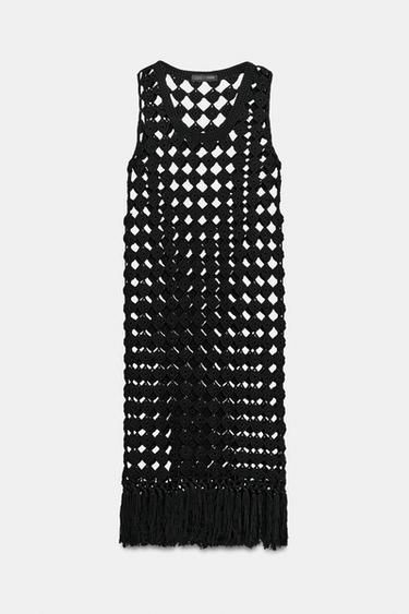 VESTIDO MIDI CROCHET - Negro de Zara