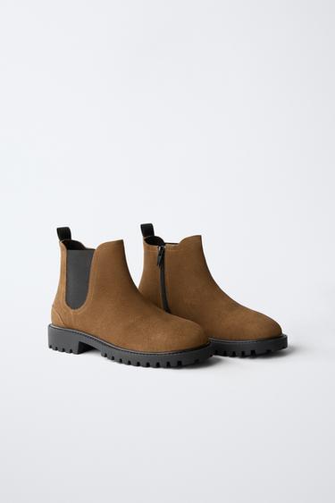 LEATHER CHELSEA ANKLE BOOTS - Brown by Zara