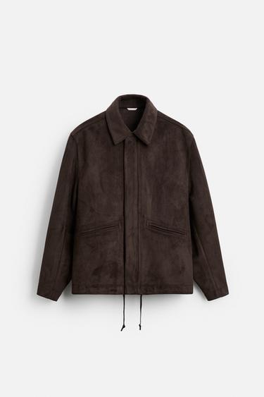 Zara 人造麂皮外套 - 深棕色