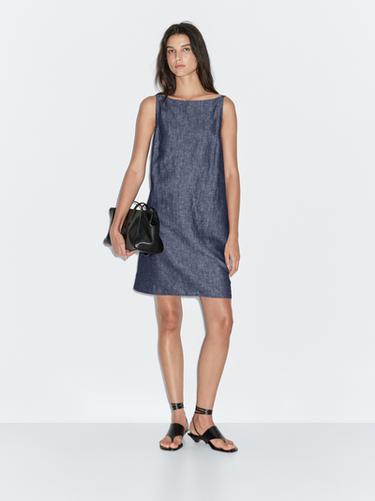 Zara Short dress with low-cut back - Navy blue