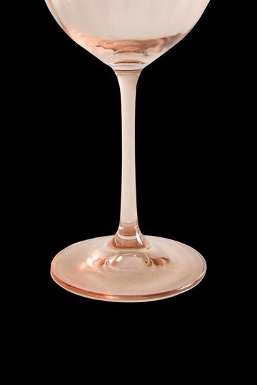 CRYSTALLINE WINE GLASS WITH RAISED DESIGN - Pink by Zara