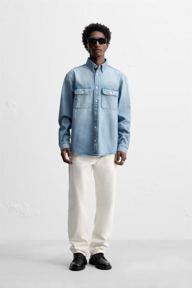 Zara POCKET DENIM SHIRT - Blue - Image 0