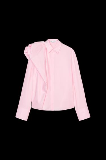 ZW COLLECTION POPLIN SHIRT WITH VOLUME SHOULDER - Pastel pink by Zara - Image 0
