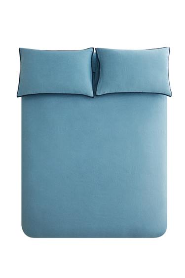 HOUSSE DE COUETTE LIN CONTRASTÉE - Bleu de Zara
