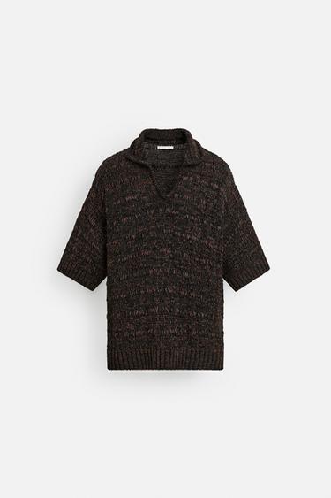 POLO EN MAILLE RUBAN CONTRASTÉ - Marron de Zara - Image 7