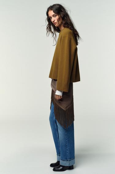 PULL 95 % LAINE MANCHES LONGUES - Vert huile de Zara - Image 2