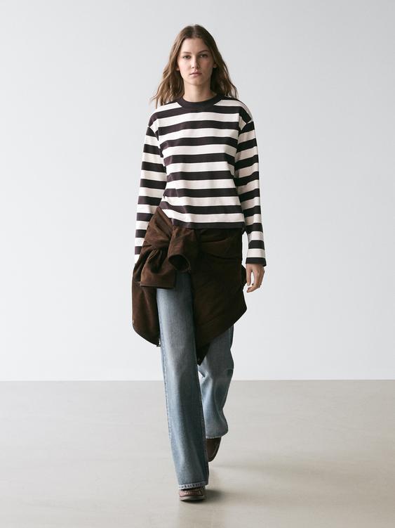 Striped long sleeve cotton T-shirt