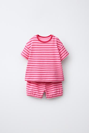 STRIPED T-SHIRT AND BLOOMERS SET - Pink by Zara