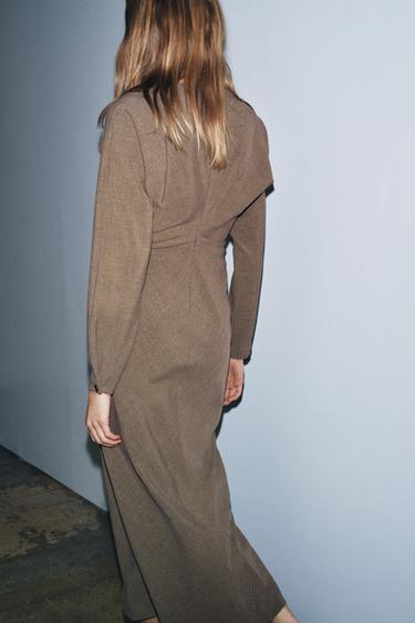 ROBE MI-LONGUE DRAPÉE ZW COLLECTION - Marron clair de Zara - Image 2