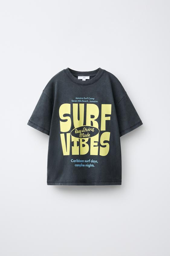 PRINTED T-SHIRT - Dark grey by Zara - Image 0