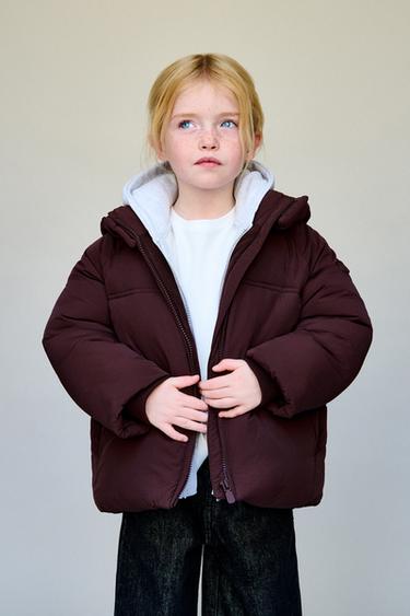 MANTEAU MATELASSÉ À CAPUCHE DÉPERLANT - Bordeaux de Zara