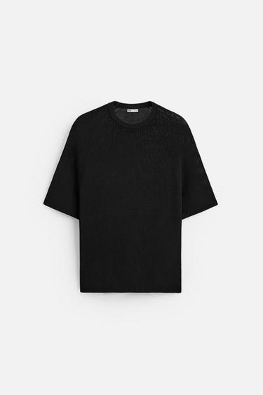 CAMISETA PUNTO CROPPED FIT - Negro de Zara