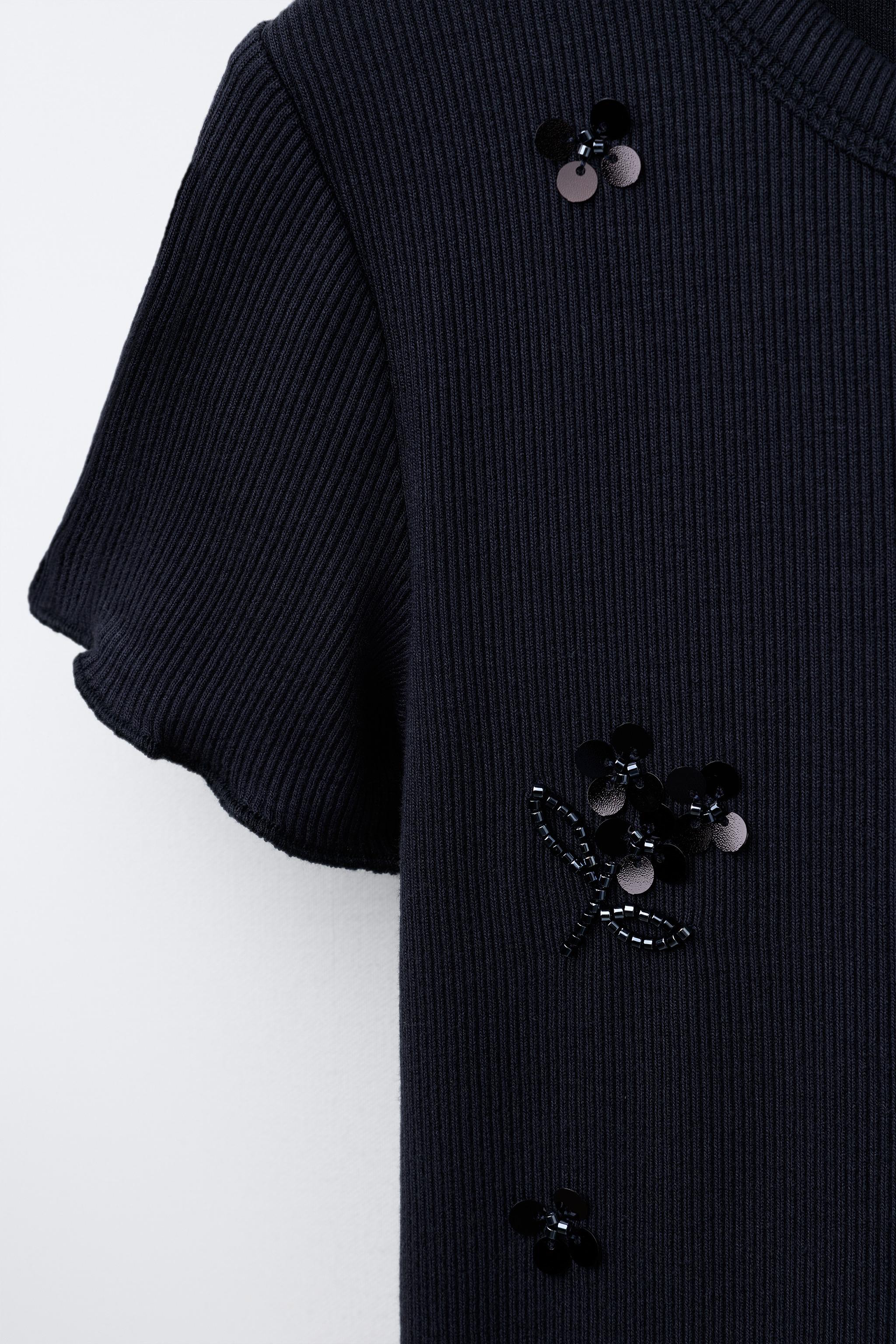 RIBBED SEQUIN T-SHIRT