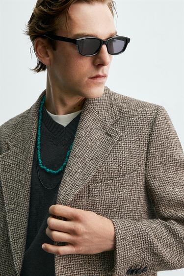 BLAZER STRUCTURÉ LAINE - COTON AARON LEVINE X ZARA - Marron de Zara - Image 4