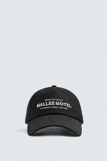 CAP WITH EMBROIDERED TEXT - Black by Zara - Image 1