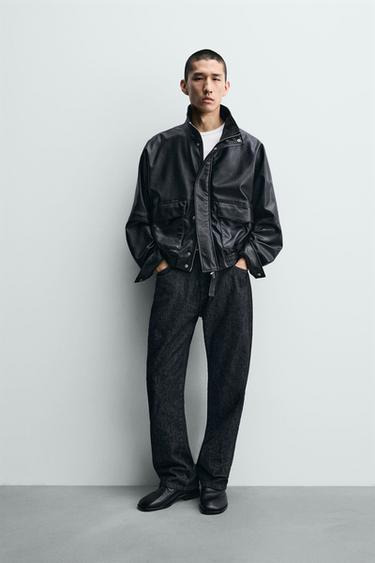 CROPPED FAUX LEATHER JACKET - Black by Zara