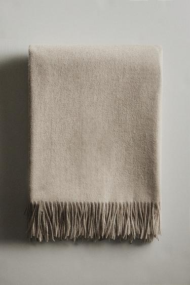 WOOL AND CASHMERE BLEND THROW - Beige by Zara - Image 4