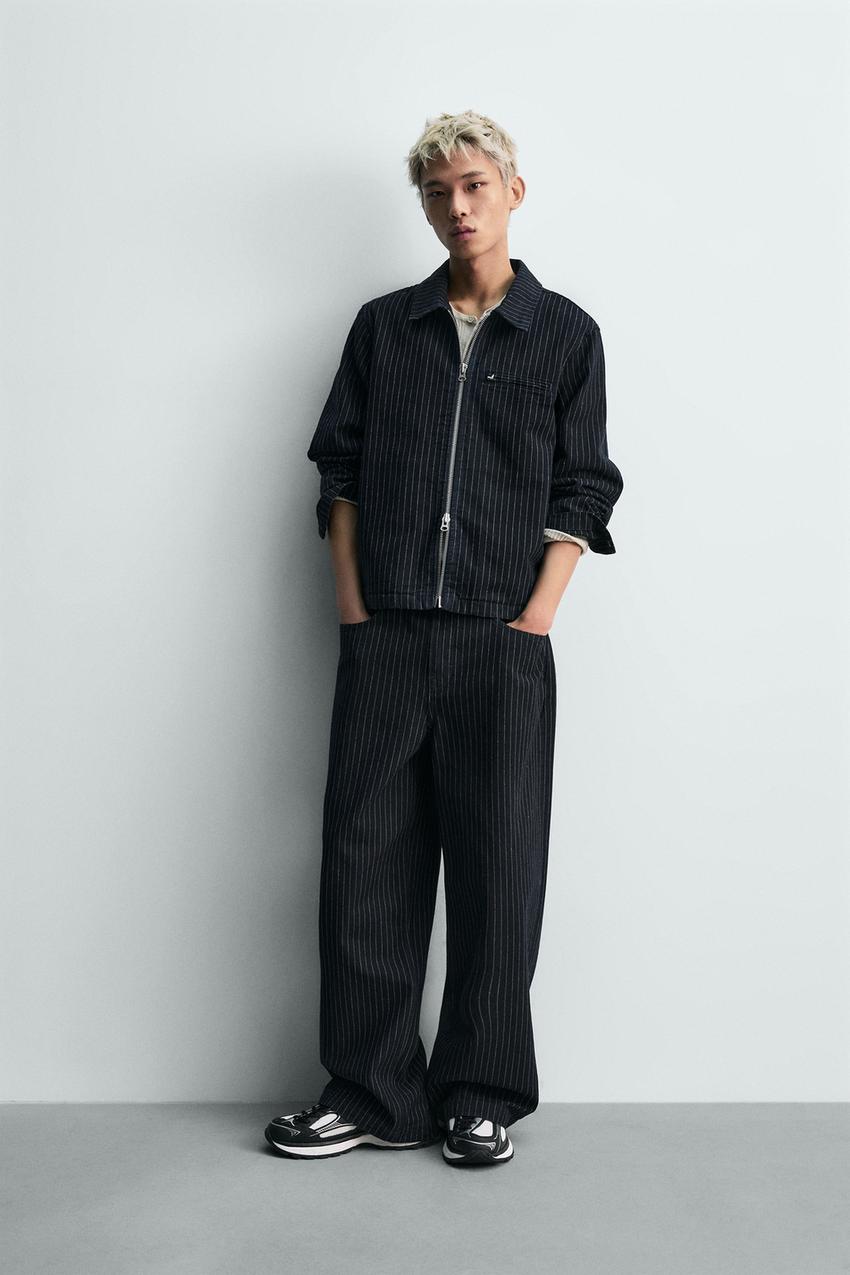 リラックスフィットピンストライプ柄ジャケット - ブルー | ZARA Japan 