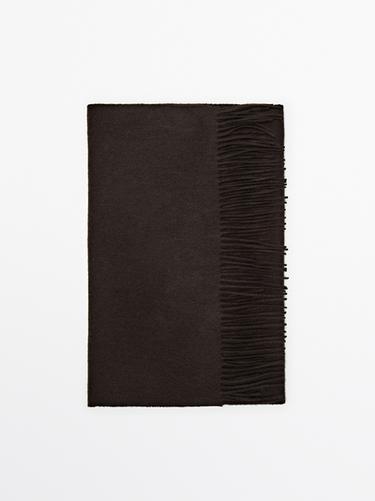 Zara 100% cashmere fringed scarf - Brown