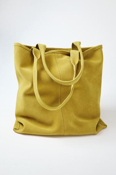 SUEDE TOTE BAG - Light Yellow by Zara