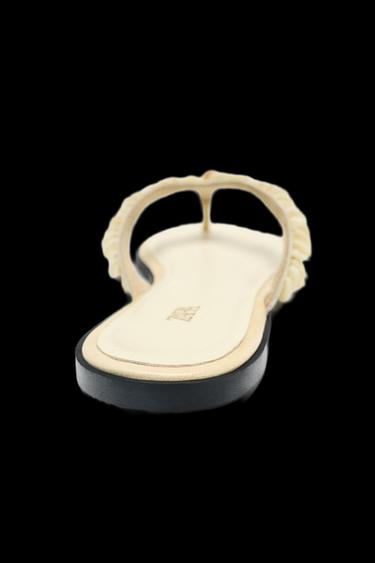 Zara BEADED STRAP SANDALS - Beige