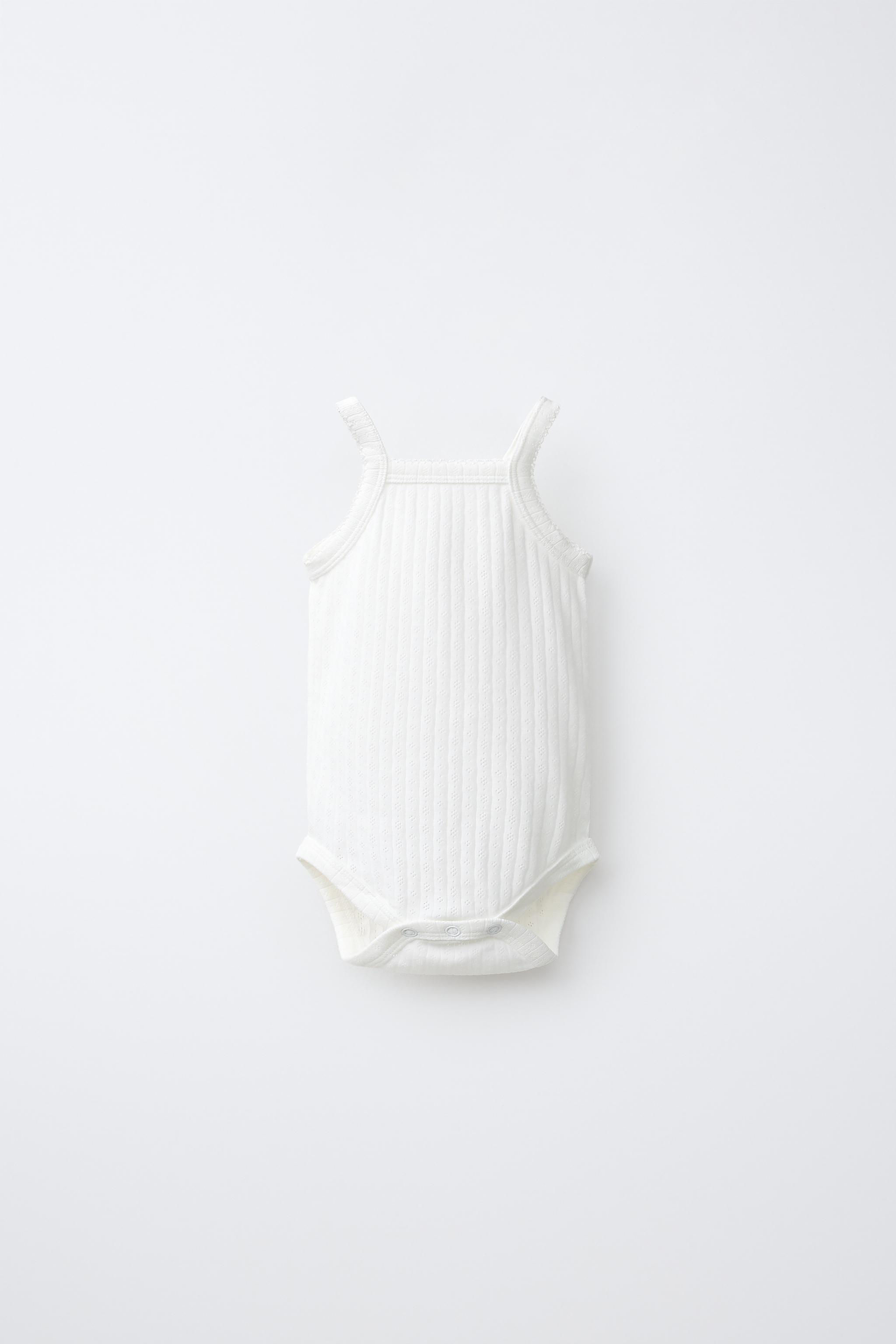 THREE-PACK OF POINTELLE STRAP BODYSUITS — Ecru