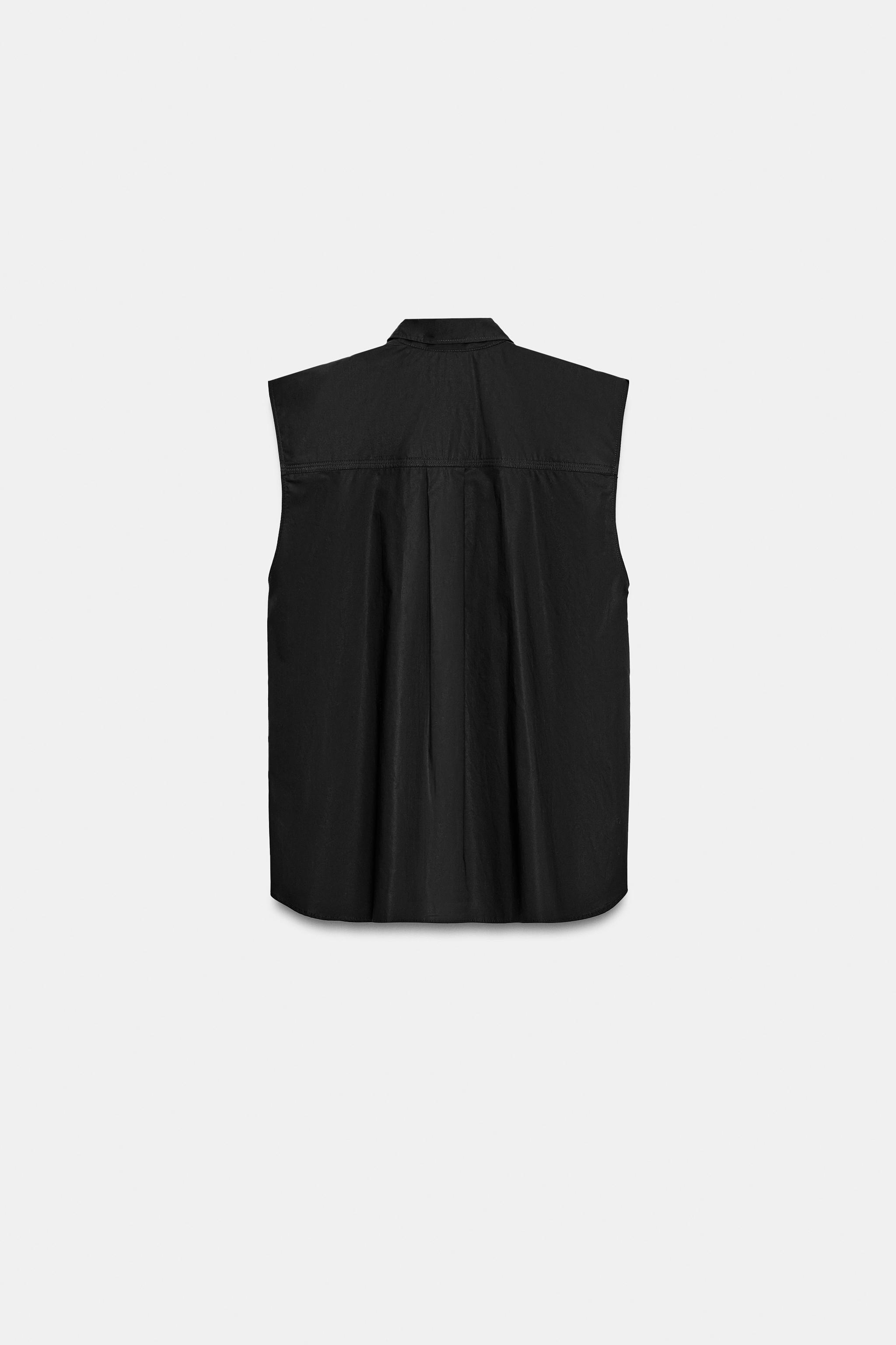 Женские рубашки Zara SLEEVELESS POPLIN SHIRT — фото 9