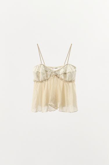 TOP STYLE LINGERIE EN DENTELLE - Écru de Zara - Image 6