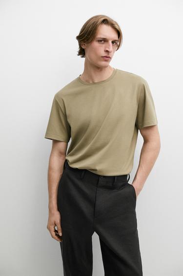 Zara 100% cotton T-shirt with shoulder detail - Light green