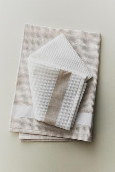 LOT TORCHONS CUISINE WAFFLE (LOT DE 2) - Blanc de Zara - Image 4