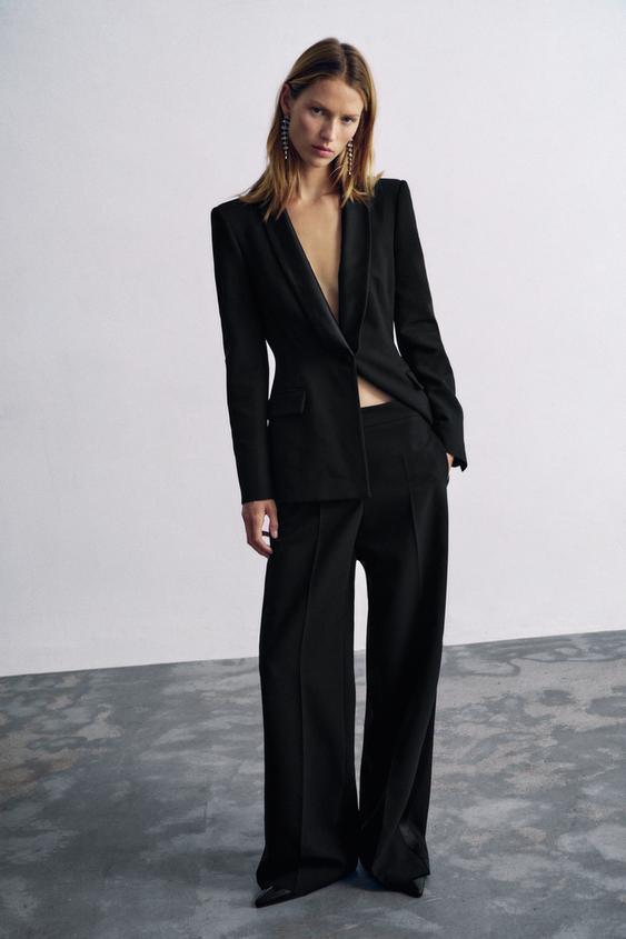 Satin Side Stripe Trousers - Black by Zara - Image 0