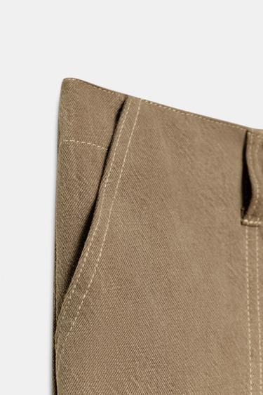 PANTALON FLUIDE AVEC PLIS - Marron clair de Zara - Image 7