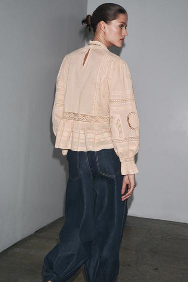ZW COLLECTION EMBROIDERED ROMANTIC SHIRT - Pale pink by Zara - Image 2