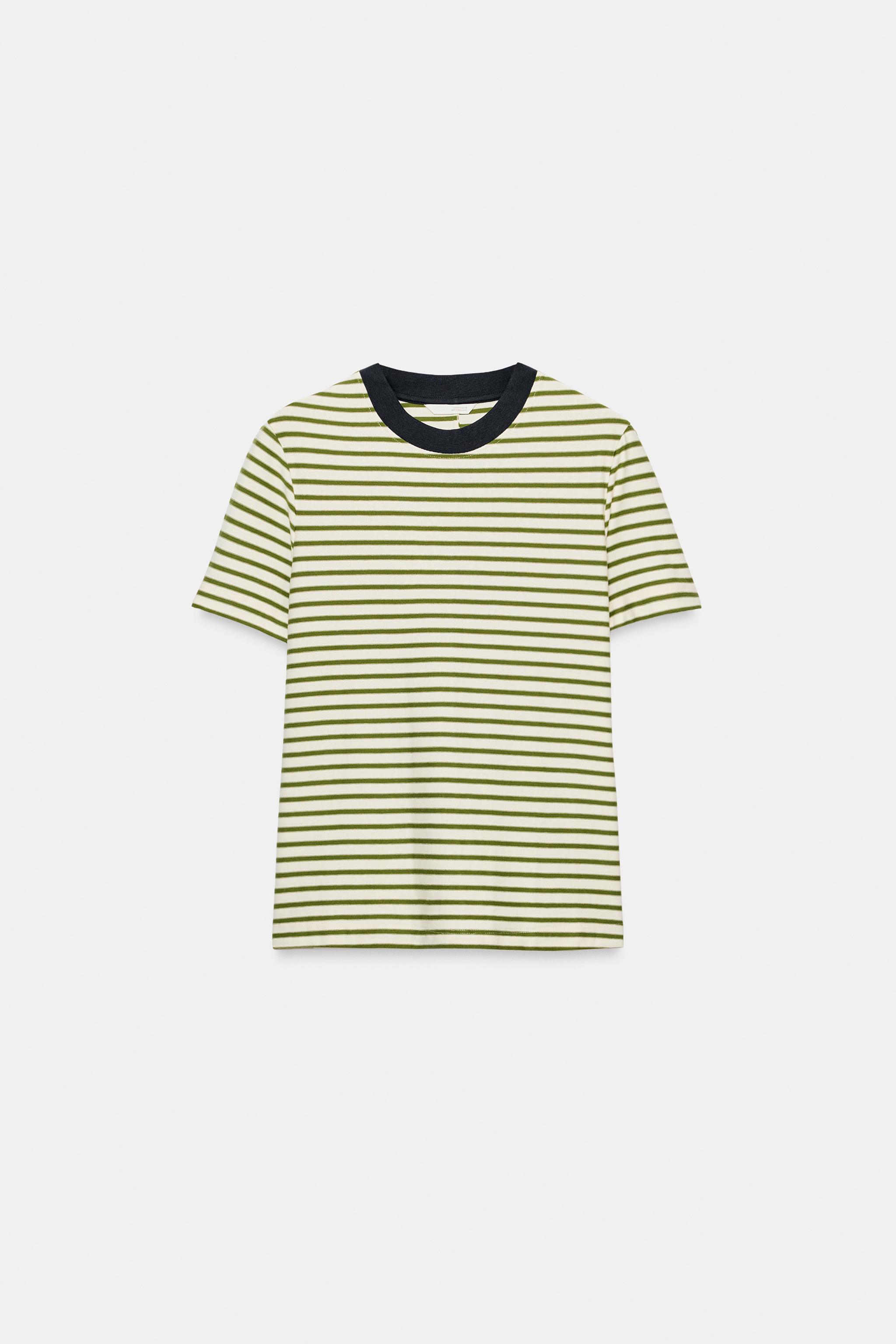 Zara ÇİZGİLİ KISA KOLLU T-SHIRT görsel 4