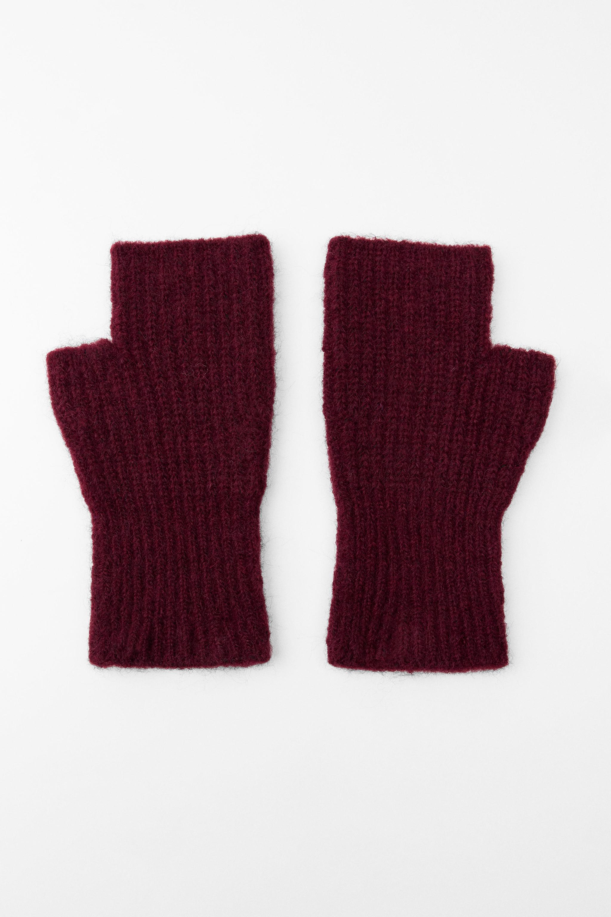FINGERLESS RIBBED KNIT GLOVES - Burgundy | ZARA United States