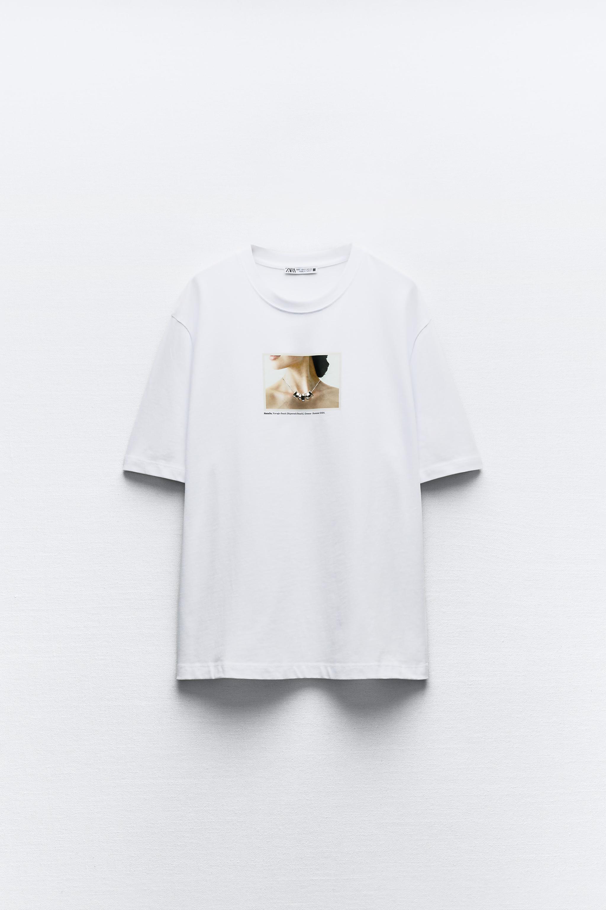 ネックレスプリント Tシャツ - ホワイト | ZARA Japan / 日本