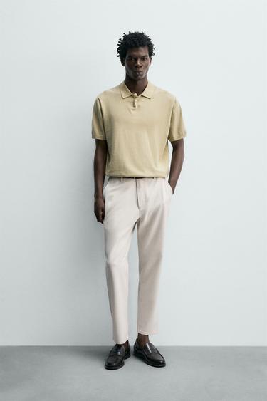 COMFORT TEXTURED CHINO TROUSERS - Light beige by Zara