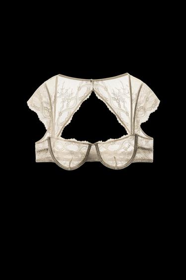 BRALETTE AROS ENCAJE - Crudo de Zara - Imagen 0