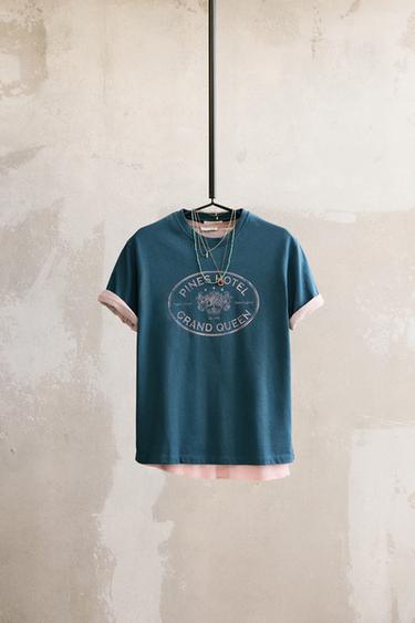 WASHED PRINT T-SHIRT - Bluish by Zara