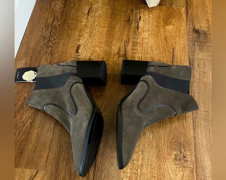 ZARA WOMAN DARK GREY SUEDE ANKLE BOOT - Image 5